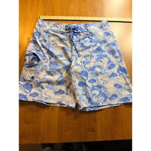 Columbia PFG Offshore II Board Shorts Blue Tan Pattern size 34